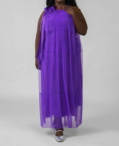 Psophia Sleeveless Tulle Dress - Plus In Passiflora In Purple