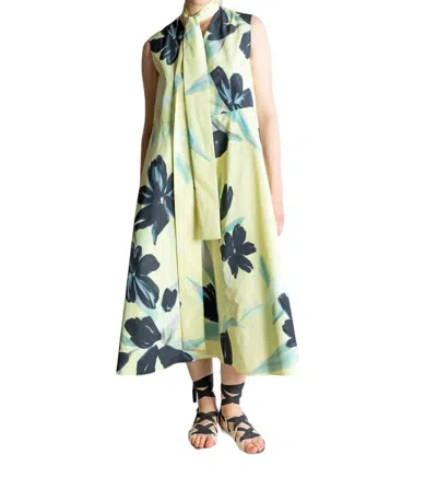 Psophia Sleeveless Vneck Taffeta Dress In Ginger In Multi
