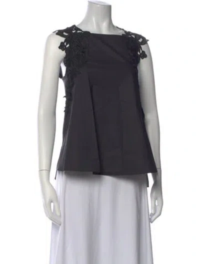 Pre-owned Psophia Square Neckline Sleeveless Top In Black