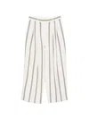 Psophia Stripe-pattern Pleated Trousers In White