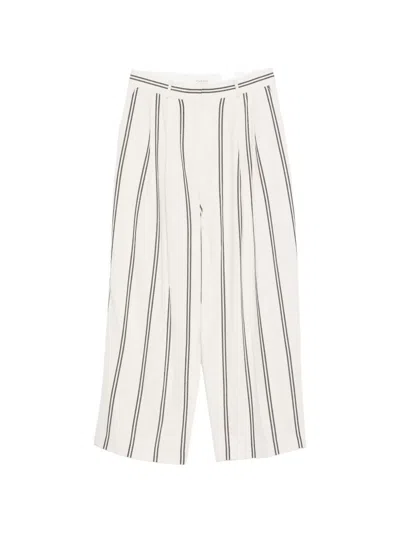 Psophia Stripe-pattern Pleated Trousers In White