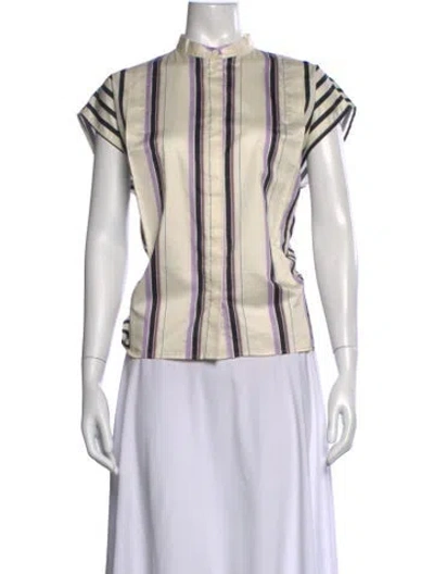 Pre-owned Psophia Striped Short Sleeve Top In Neutrals