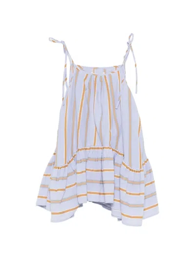 Psophia Striped-pattern Ruffle-detail Top In Multi