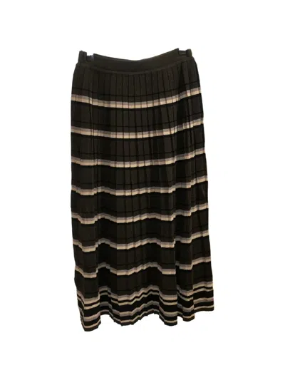 Psophia Stripe-pattern Pleated Midi Skirt In Black
