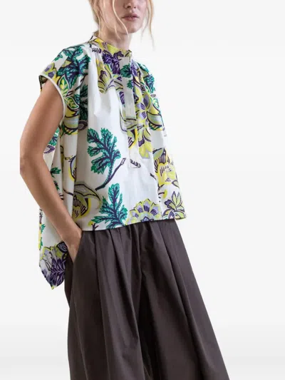 Psophia Sun-kissed Marigold Meadow Floral Blouse In Multi