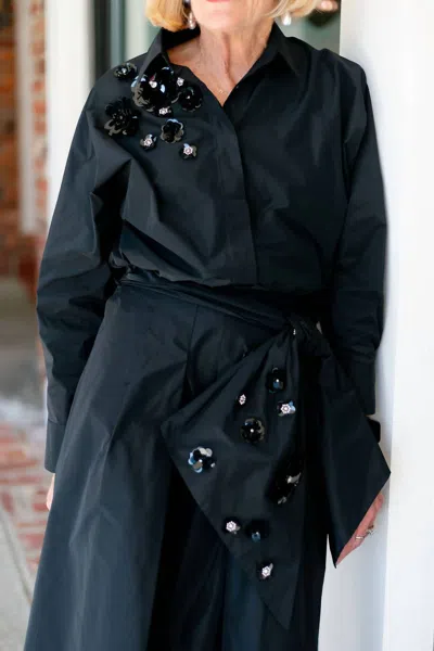 Psophia Taffeta Sequin Blouse In Black