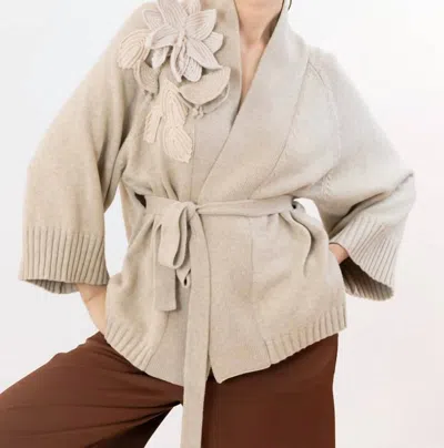 Psophia Tie Front Long Cardigan In Ivory In Neutral