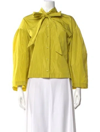 Pre-owned Psophia Tie Neck Long Sleeve Blouse In Yellow