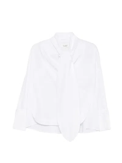 Psophia Tie-neck Button-cuff Blouse In White