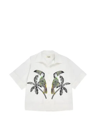 Psophia Toucan-print Cotton Shirt In White