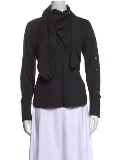 Pre-owned Psophia Turtleneck Long Sleeve Top In Black