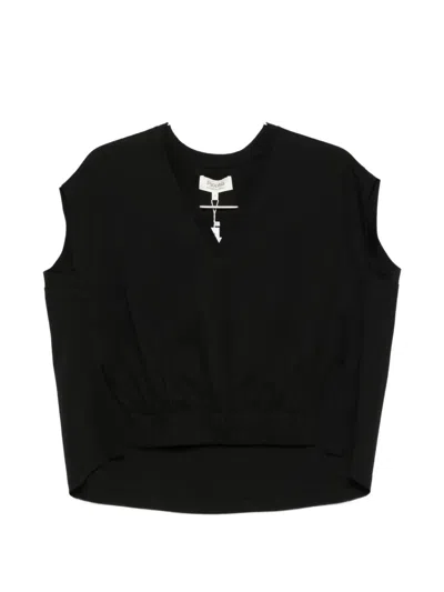 Psophia V-neck Gathered T-shirt In Black