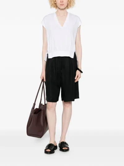 Psophia V-neck Gathered T-shirt In White