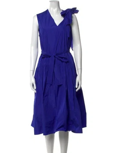 Pre-owned Psophia V-neck Midi Length Dress In Blue