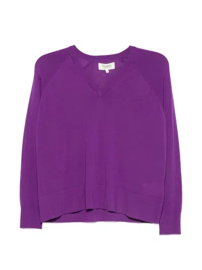Psophia V-neck Raglan-sleeve Sweater In Purple