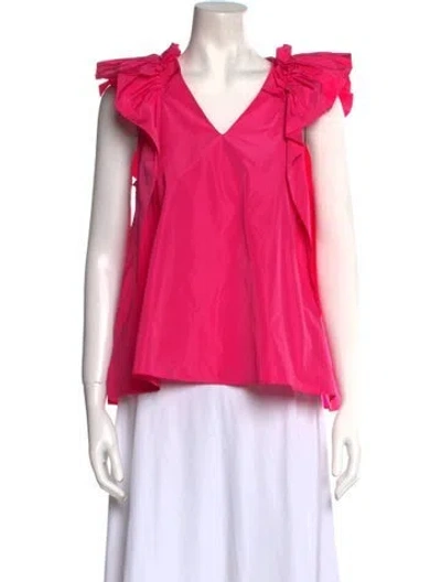 Pre-owned Psophia V-neck Short Sleeve Blouse W/ Tags In Pink
