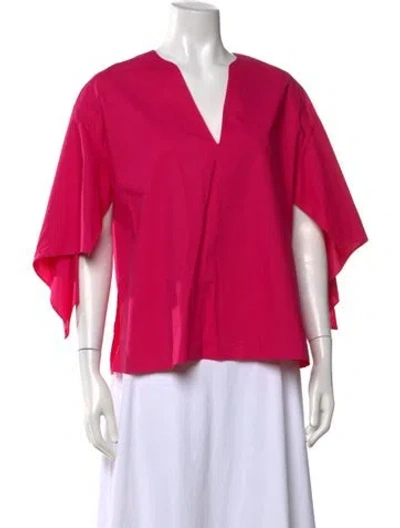 Pre-owned Psophia V-neck Short Sleeve Top In Pink