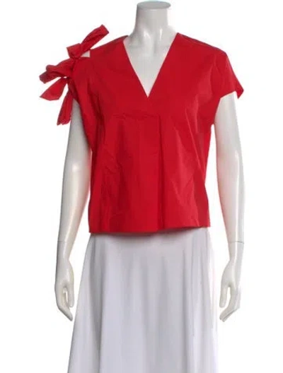 Pre-owned Psophia V-neck Short Sleeve Top In Red