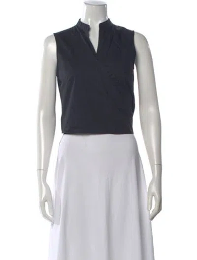 Pre-owned Psophia V-neck Sleeveless Crop Top In Gray
