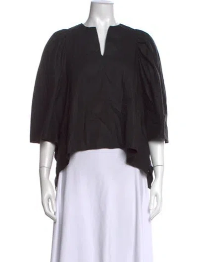 Pre-owned Psophia V-neck Three-quarter Sleeve Top In Black