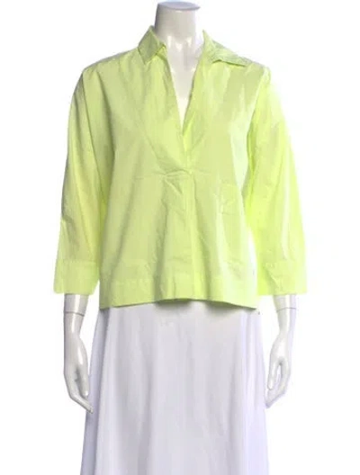 Pre-owned Psophia V-neck Three-quarter Sleeve Top In Yellow