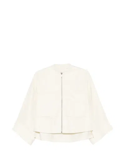 Psophia Zipped Wide-sleeve Jacket In White