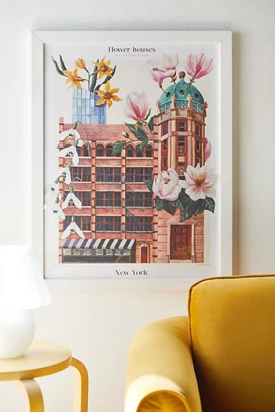 Pstr Studio Matos Flower Houses - New York Art Print At Urban Outfitters In White