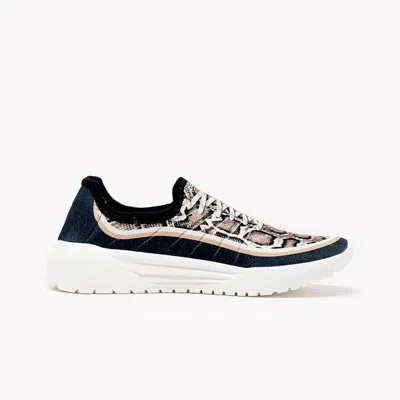 Psudo Women Racer Shoes In Natural Snake In Blue