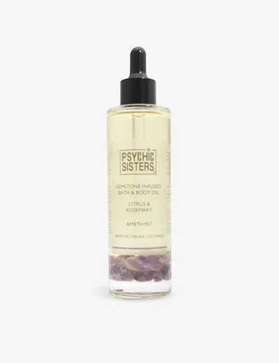 Psychic Sisters Purple Amethyst Gemstone-infused Bath And Body Oil 100ml In White