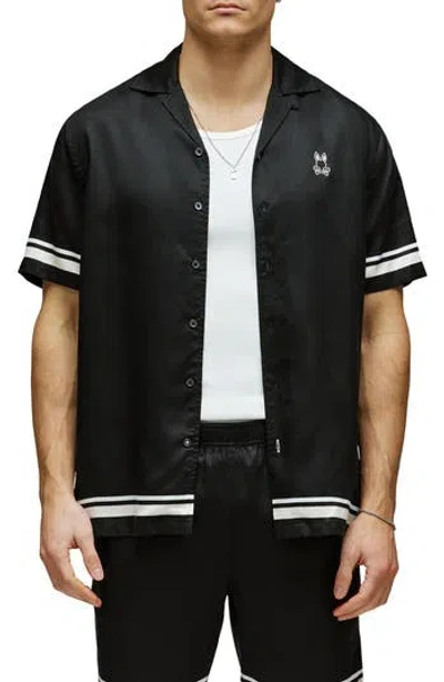 Psycho Bunny Aden Border Camp Shirt In Black