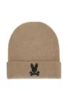 Psycho Bunny Allen Merino Wool Wet Sand Beanie B6a988u1ht-wtd In Brown