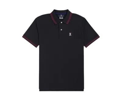 Psycho Bunny Anthony Neon Tipped Polo Navy/neon Pink Men's Shirt B6k202s1pc-nvy In Blue