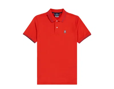 Psycho Bunny Anthony Neon Tipped Polo Red Spice/blue Men's Shirt B6k202s1pc-res