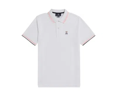 Psycho Bunny Anthony Neon Tipped Polo White/neon Org Men's Shirt B6k202s1pc-wht