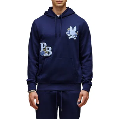 Psycho Bunny Auguste Floral Patch Hoodie In Blue
