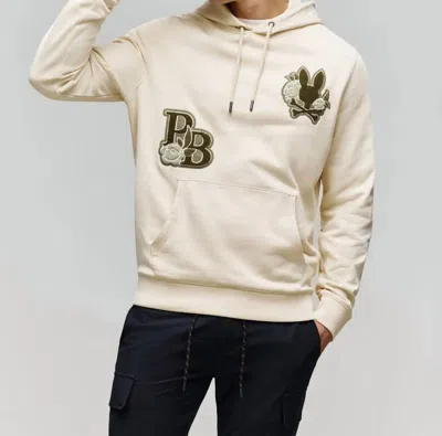 Psycho Bunny Auguste Floral Patch Hoodie In Cream In Neutral