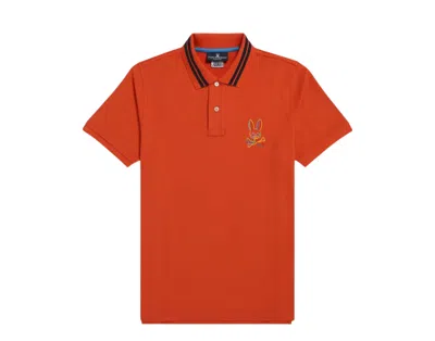 Psycho Bunny Barbon Neon Glow Polo Bonfire Orange Shirt B6k101q1pc-bnf In Red