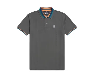 Psycho Bunny Barrow Tipped Polo Magnet B6k200q1pc-mgt In Grey