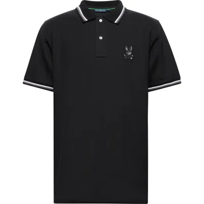 Psycho Bunny Baxter Tipped Pima Cotton Piqué Polo In Black