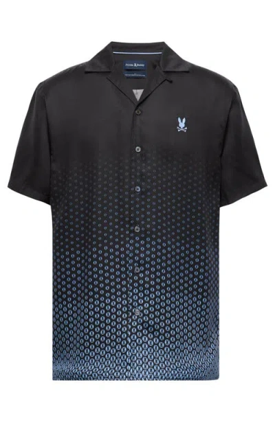 Psycho Bunny Bendigo Gradient Logo Lyocell Camp Shirt In Evening Blue