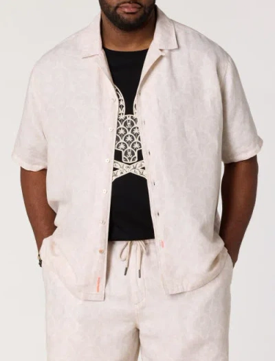 Psycho Bunny Big & Tall Brad Print Linen-blend Sport Shirt In Blue