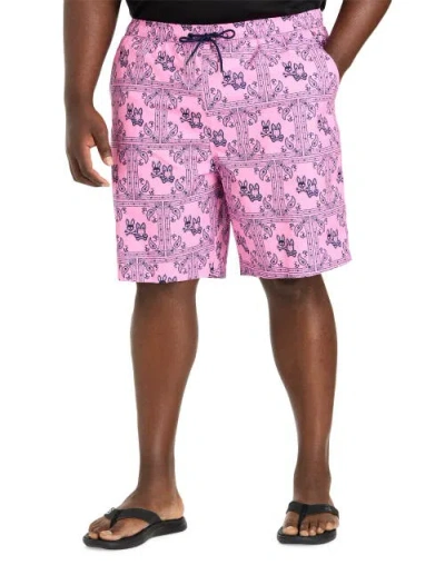 Psycho Bunny Big & Tall Luke Allover Swim Trunks In Pink