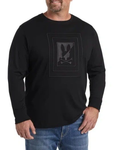 Psycho Bunny Big & Tall Oak City Long-sleeve Embroidered Graphic Tee In Black