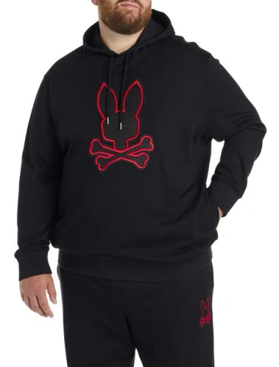 Psycho Bunny Big & Tall Sayer Embroidered Bunny Hoodie In Black
