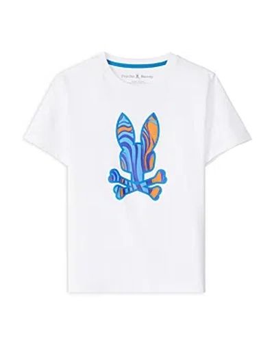 Psycho Bunny Boys' Nevada Pima Cotton Logo Graphic Tee - Little Kid, Big Kid In White