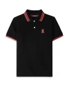 Psycho Bunny Kids' Apple Valley Tipped Piqué Polo In Black