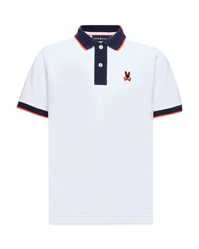 Psycho Bunny Boys' Thatcher Pique Polo - Little Kid, Big Kid In White