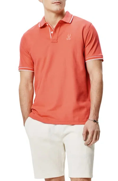 Psycho Bunny Brad Tipped Cotton Piqué Polo In Orange