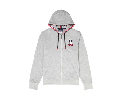 Psycho Bunny Brancote Heather Grey/navy/red/white Men's Hoodie B6h802j1co-hgy In Gray