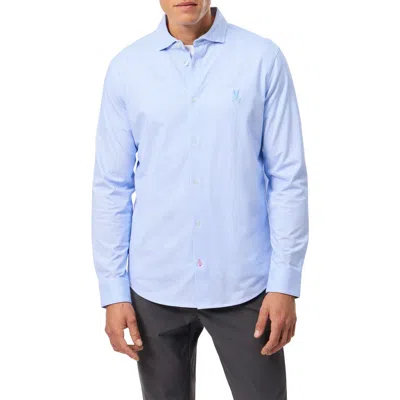 Psycho Bunny Brook Stripe Knit Button-up Shirt In Light Blue
